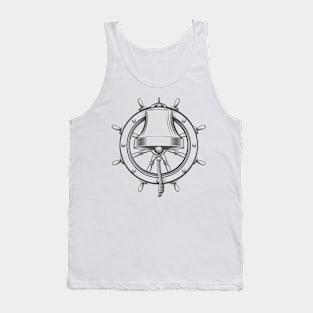 Nautical Emblem With Ship Bell and Steering wheel Tank Top